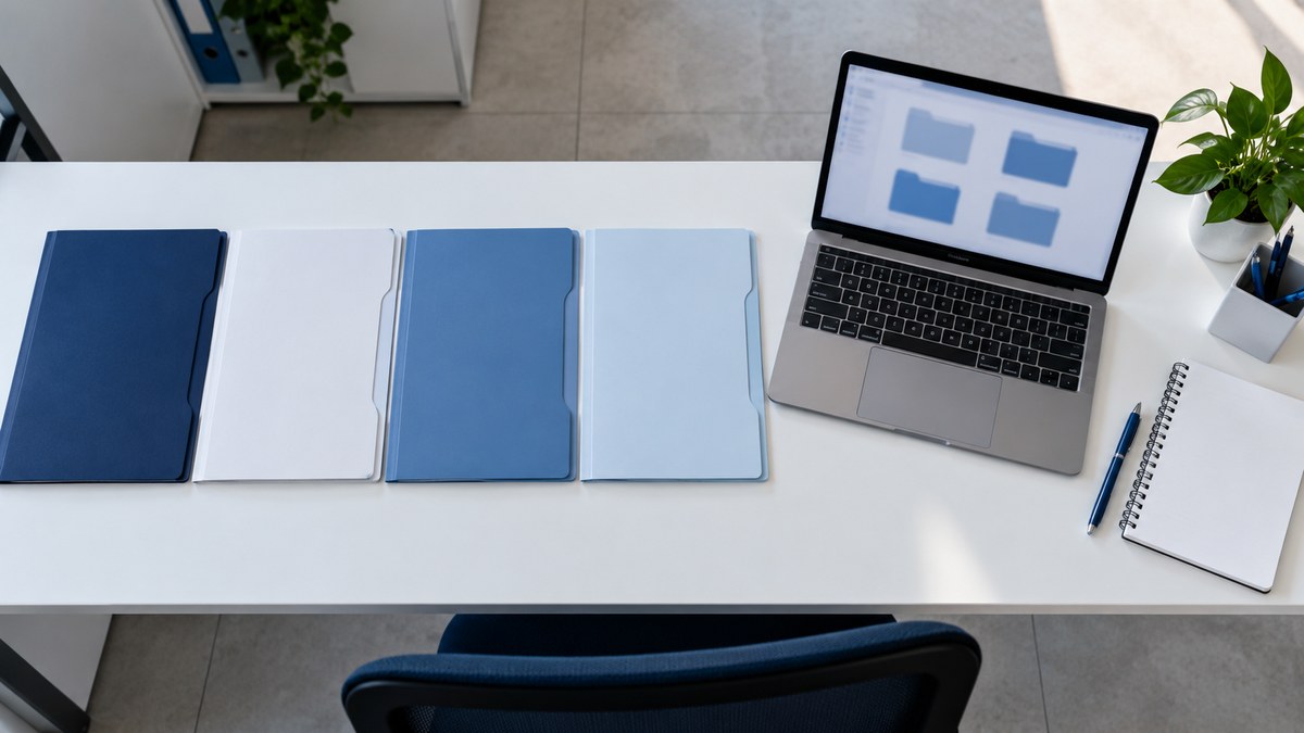 Pastas e notebook com notas de venda e de compra separadas para enviar XML para o contador